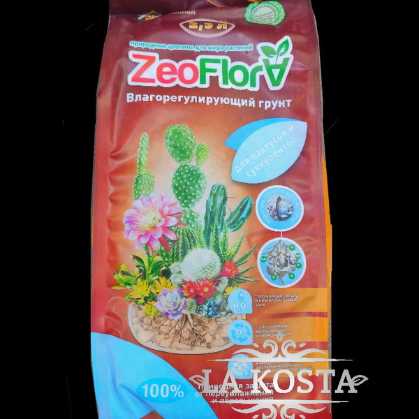 100% уникальные фото Грунт ZEOFLORA влагорегулирующий для кактусов и суккулентов