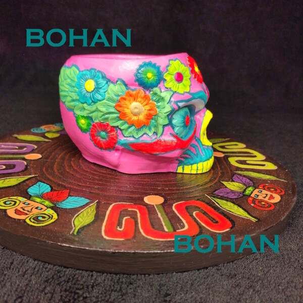 100% уникальные фото Кашпо череп органайзер Калавера розовый Handmade